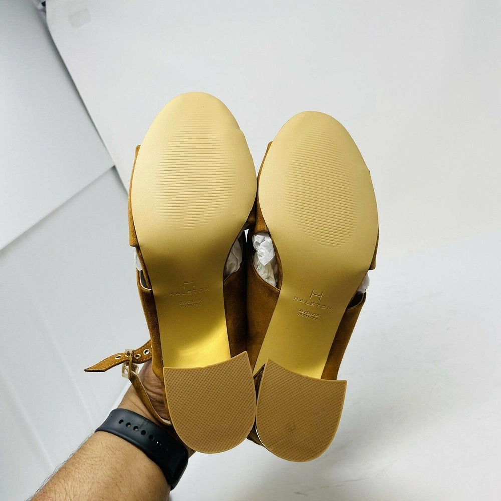 H Halston Womans Sz 10M Chile Criss Cross Straps High Heel Sandals Brown NIB - Picture 8 of 8